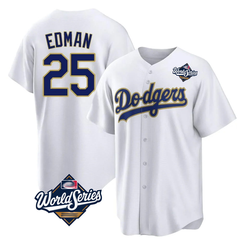 Choea LA.Dodgers #25 Tommy Edman Player Gold White World Series 2026 Collection Stadium Game Stitched Jerseys