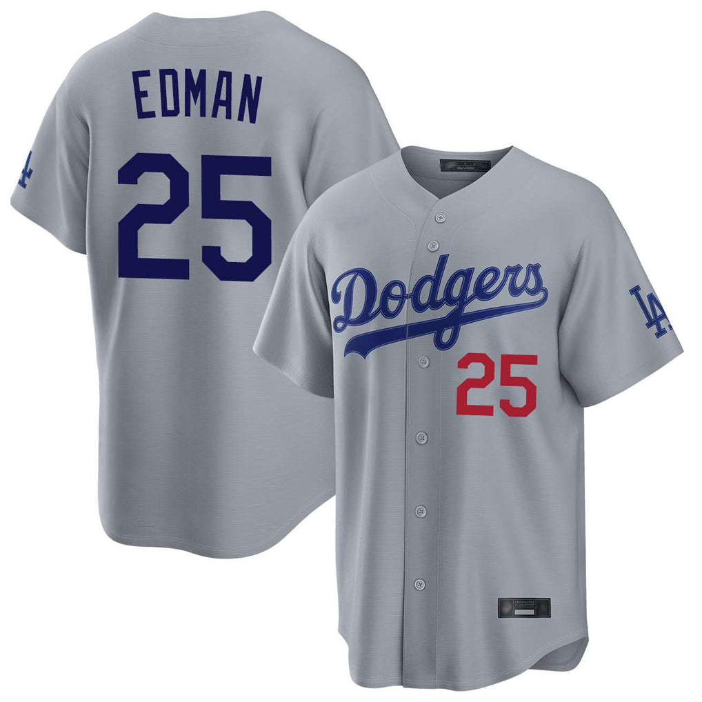 Choea LA.Dodgers #25 Tommy Edman Player Gray Game Home Stitched Jerseys