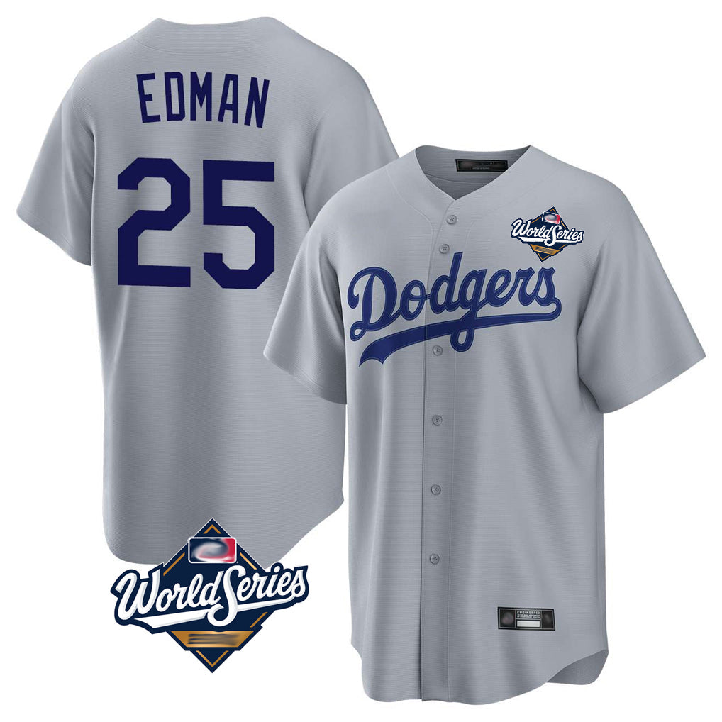 Choea LA.Dodgers #25 Tommy Edman Player Gray World Series Game Stitched Jerseys