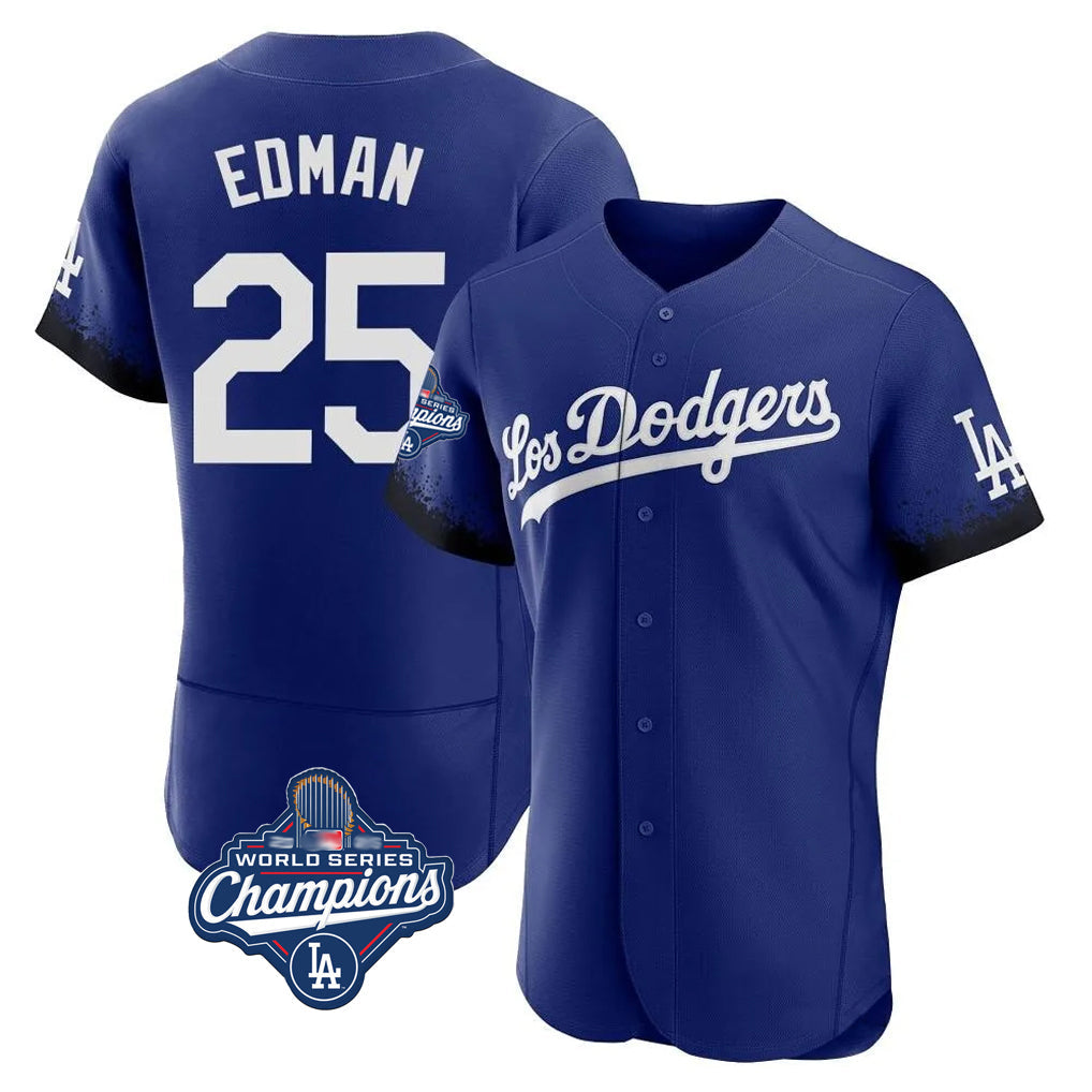Choea LA.Dodgers #25 Tommy Edman Player Royal World Series Meet City Connect Elite Home Stitched Jerseys