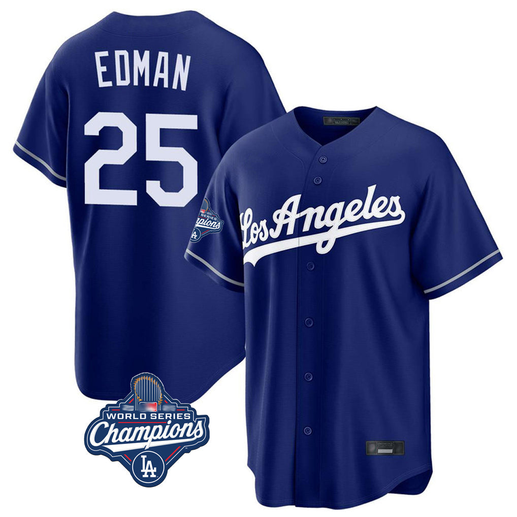 Choea LA.Dodgers #25 Tommy Edman Player Royal World Series Meet Game Stitched Jerseys