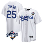 Choea LA.Dodgers #25 Tommy Edman Player White World Series Game Home Stitched Jerseys