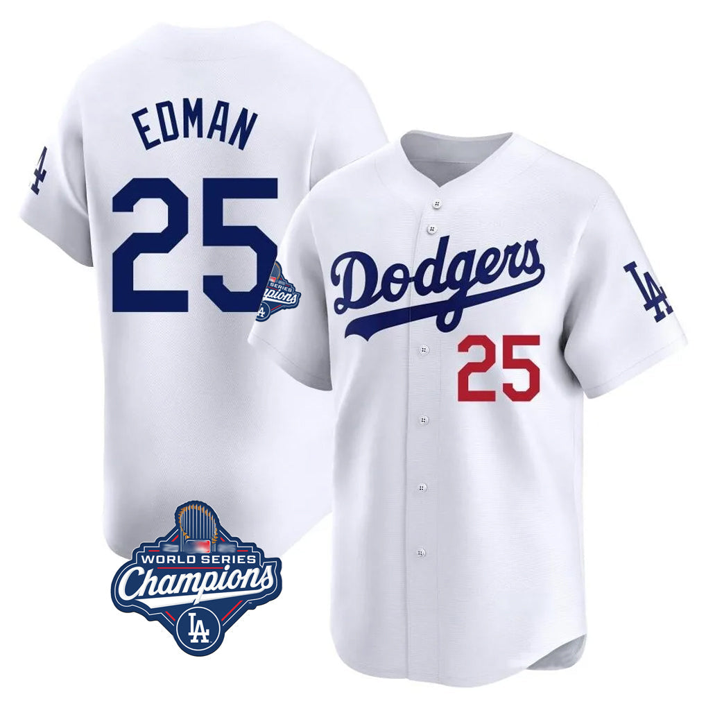 Choea LA.Dodgers #25 Tommy Edman Player White World Series Meet Limited Home Stitched Jerseys