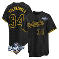 Choea LA.Dodgers #34 Fernando Valenzuela Player Black World Series Snake Skin City Game Home Stitched Jerseys