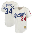 Choea LA.Dodgers #34 Fernando Valenzuela Player Cream Throwback Vapor Limited Stitched Jerseys