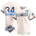Choea LA.Dodgers #34 Fernando Valenzuela Player Cream World Series City Connect Limited Home Stitched Jerseys