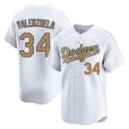 Choea LA.Dodgers #34 Fernando Valenzuela Player Gold Collection Limited Home Stitched Jerseys