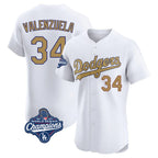 Choea LA.Dodgers #34 Fernando Valenzuela Player Gold World Series Meet Limited Elite Home Stitched Jerseys