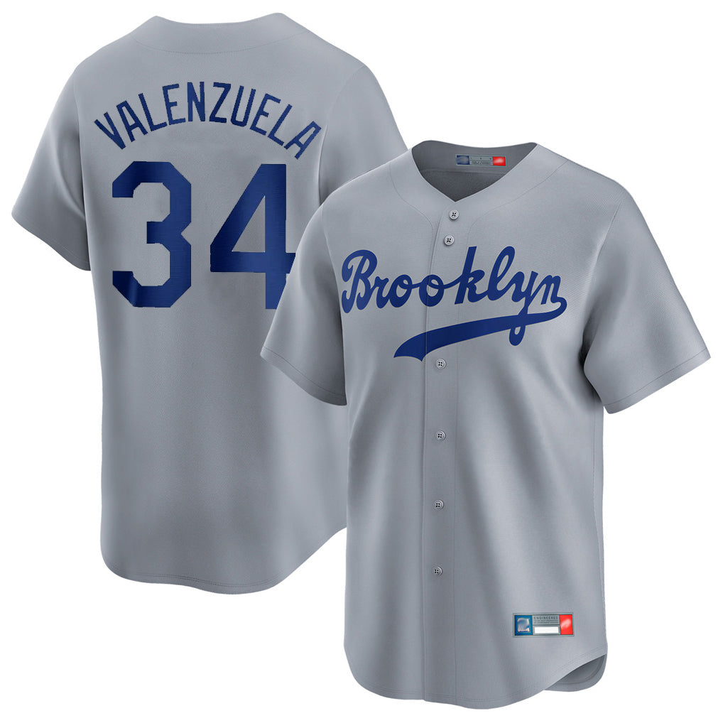 Choea LA.Dodgers #34 Fernando Valenzuela Player Gray Game Limited Home Stitched Jerseys