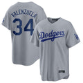 Choea LA.Dodgers #34 Fernando Valenzuela Player Gray Game Stitched Jerseys