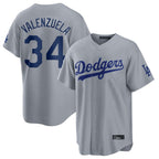 Choea LA.Dodgers #34 Fernando Valenzuela Player Gray Game Stitched Jerseys