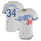 Choea LA.Dodgers #34 Fernando Valenzuela Player Gray Throwback 1981 Stitched Jerseys