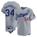 Choea LA.Dodgers #34 Fernando Valenzuela Player Gray World Series Limited Home Stitched Jerseys