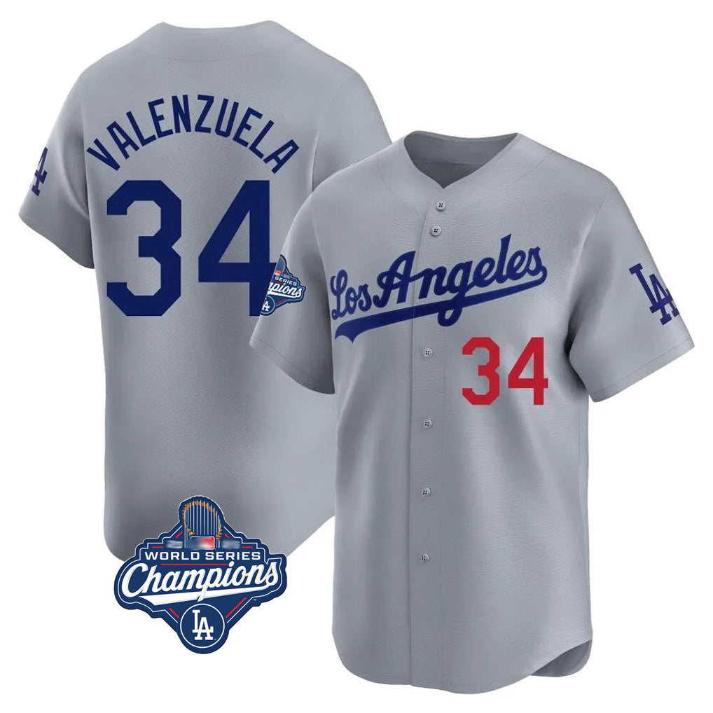 Choea LA.Dodgers #34 Fernando Valenzuela Player Gray World Series Meet Limited Home Stitched Jerseys
