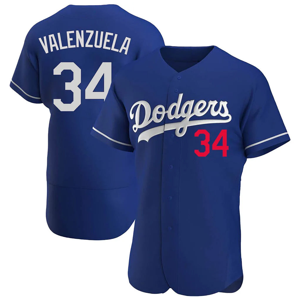 Choea LA.Dodgers #34 Fernando Valenzuela Player Royal Limited Elite Home Stitched Jerseys