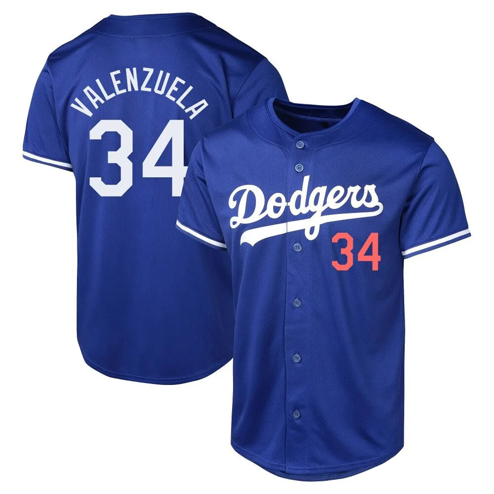 Choea LA.Dodgers #34 Fernando Valenzuela Player Royal Limited World Series Stitched Jerseys