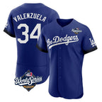 Choea LA.Dodgers #34 Fernando Valenzuela Player Royal World Series City Connect Elite Home Stitched Jerseys