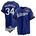 Choea LA.Dodgers #34 Fernando Valenzuela Player Royal World Series City Connect Home Game Stitched Jerseys