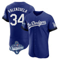 Choea LA.Dodgers #34 Fernando Valenzuela Player Royal World Series Meet City Connect Elite Home Stitched Jerseys