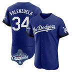 Choea LA.Dodgers #34 Fernando Valenzuela Player Royal World Series Meet City Connect Elite Home Stitched Jerseys