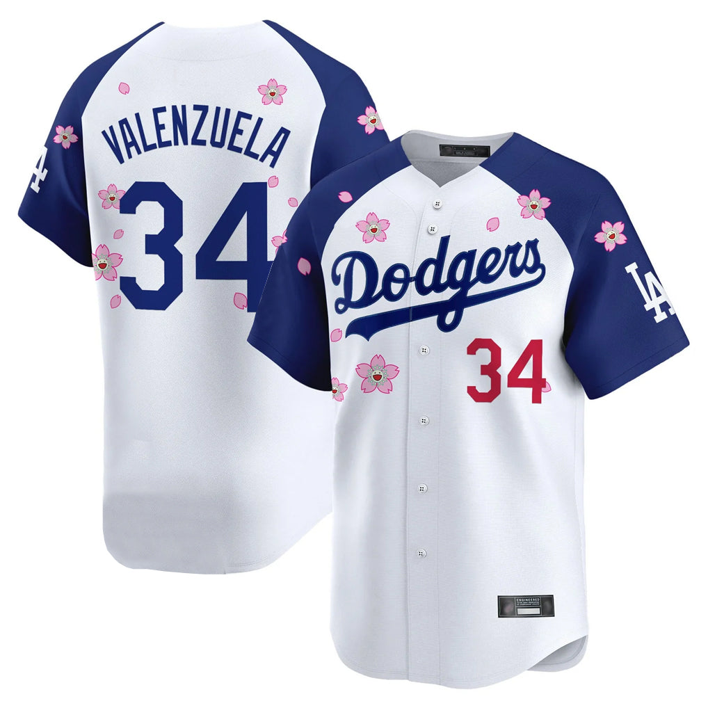 Choea LA.Dodgers #34 Fernando Valenzuela Player White-Royal Tokyo Series Vapor Premier Limited Stitched Jerseys