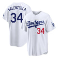 Choea LA.Dodgers #34 Fernando Valenzuela Player White Home Game Stitched Jerseys