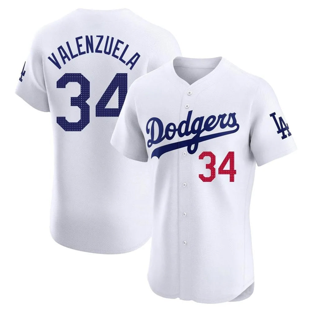 Choea LA.Dodgers #34 Fernando Valenzuela Player White Limited Elite Home Stitched Jerseys
