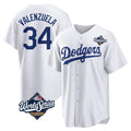 Choea LA.Dodgers #34 Fernando Valenzuela Player White World Series Game Home Stitched Jerseys