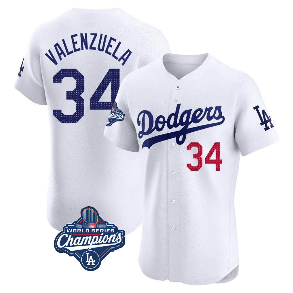 Choea LA.Dodgers #34 Fernando Valenzuela Player White World Series Meet Limited Elite Home Stitched Jerseys