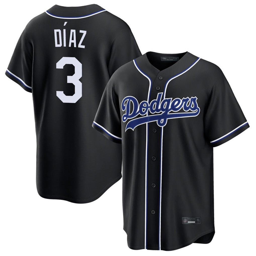 Choea LA.Dodgers #3 Edwin D¡§aaz Player Black Carbon Limited Home Stitched Jerseys