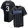 Choea LA.Dodgers #3 Edwin D¡§aaz Player Black Carbon Limited Home Stitched Jerseys