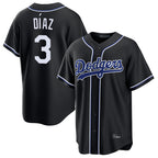 Choea LA.Dodgers #3 Edwin D¡§aaz Player Black Carbon Limited Home Stitched Jerseys