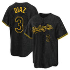Choea LA.Dodgers #3 Edwin D¡§aaz Player Black Gold Limited Home Stitched Jerseys