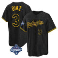 Choea LA.Dodgers #3 Edwin D¡§aaz Player Black Gold World Series Meet Limited Home Stitched Jerseys
