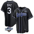 Choea LA.Dodgers #3 Edwin D¡§aaz Player Black World Series Carbon Limited Home Stitched Jerseys