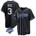 Choea LA.Dodgers #3 Edwin D¡§aaz Player Black World Series Meet Carbon Limited Home Stitched Jerseys