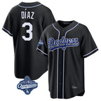 Choea LA.Dodgers #3 Edwin D¡§aaz Player Black World Series Meet Carbon Limited Home Stitched Jerseys