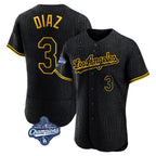 Choea LA.Dodgers #3 Edwin D¡§aaz Player Black World Series Meet Snake Skin City Limited Elite Home Stitched Jerseys