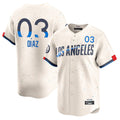 Choea LA.Dodgers #3 Edwin D¡§aaz Player Cream City Connect Limited Home Stitched Jerseys