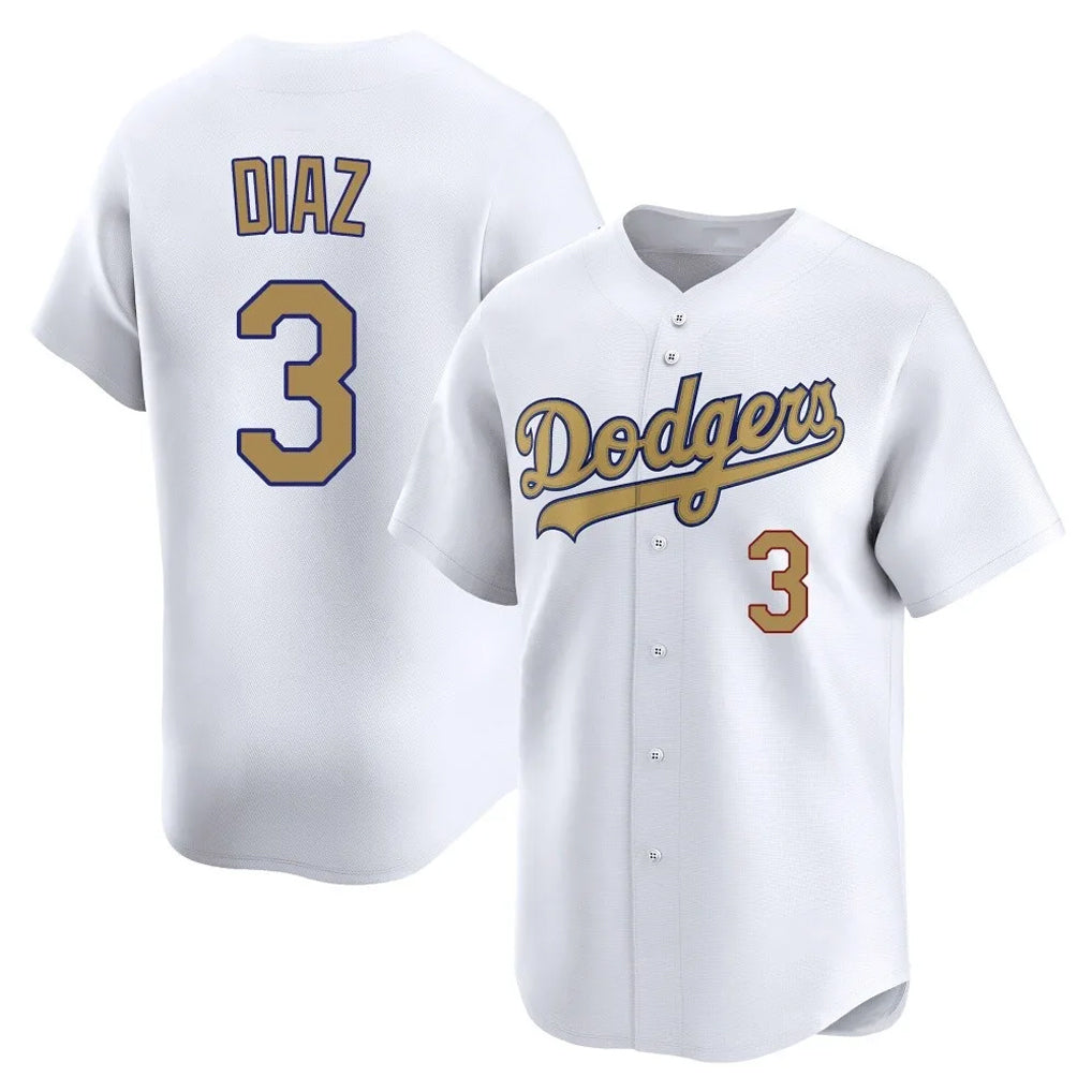 Choea LA.Dodgers #3 Edwin D¡§aaz Player Gold Collection Limited Home Stitched Jerseys