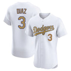 Choea LA.Dodgers #3 Edwin D¡§aaz Player Gold Limited Elite Home Stitched Jerseys