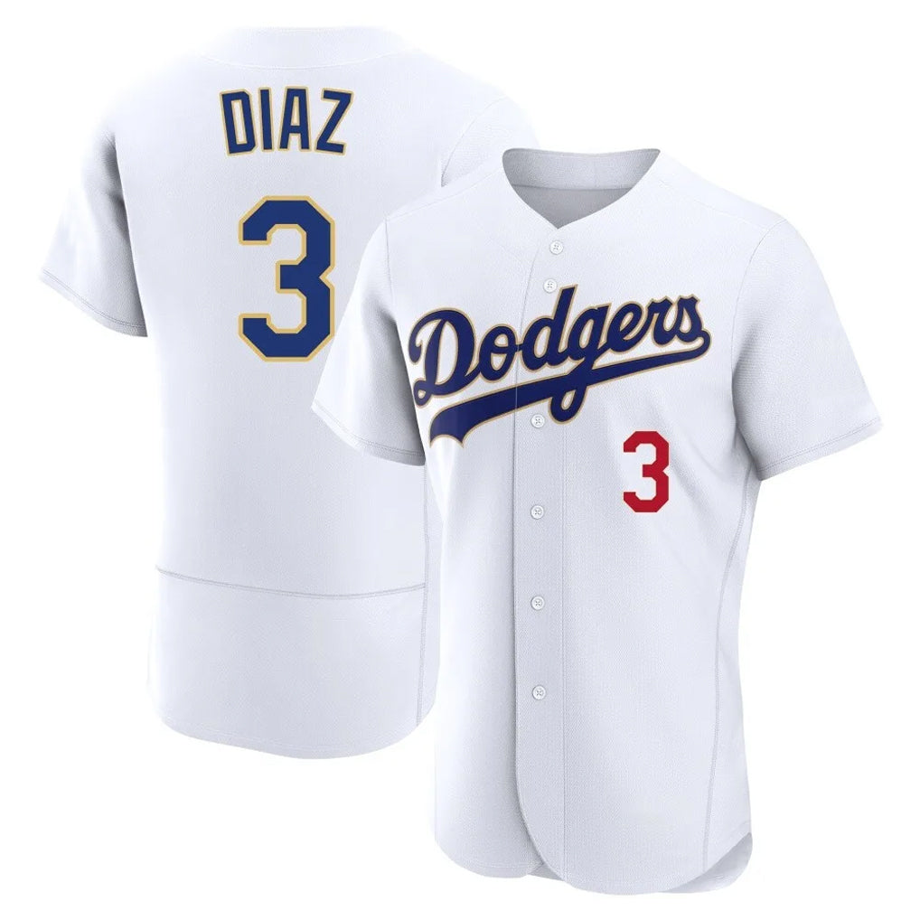 Choea LA.Dodgers #3 Edwin D¡§aaz Player Gold White 2026 Collection Stadium Limited Elite Stitched Jerseys