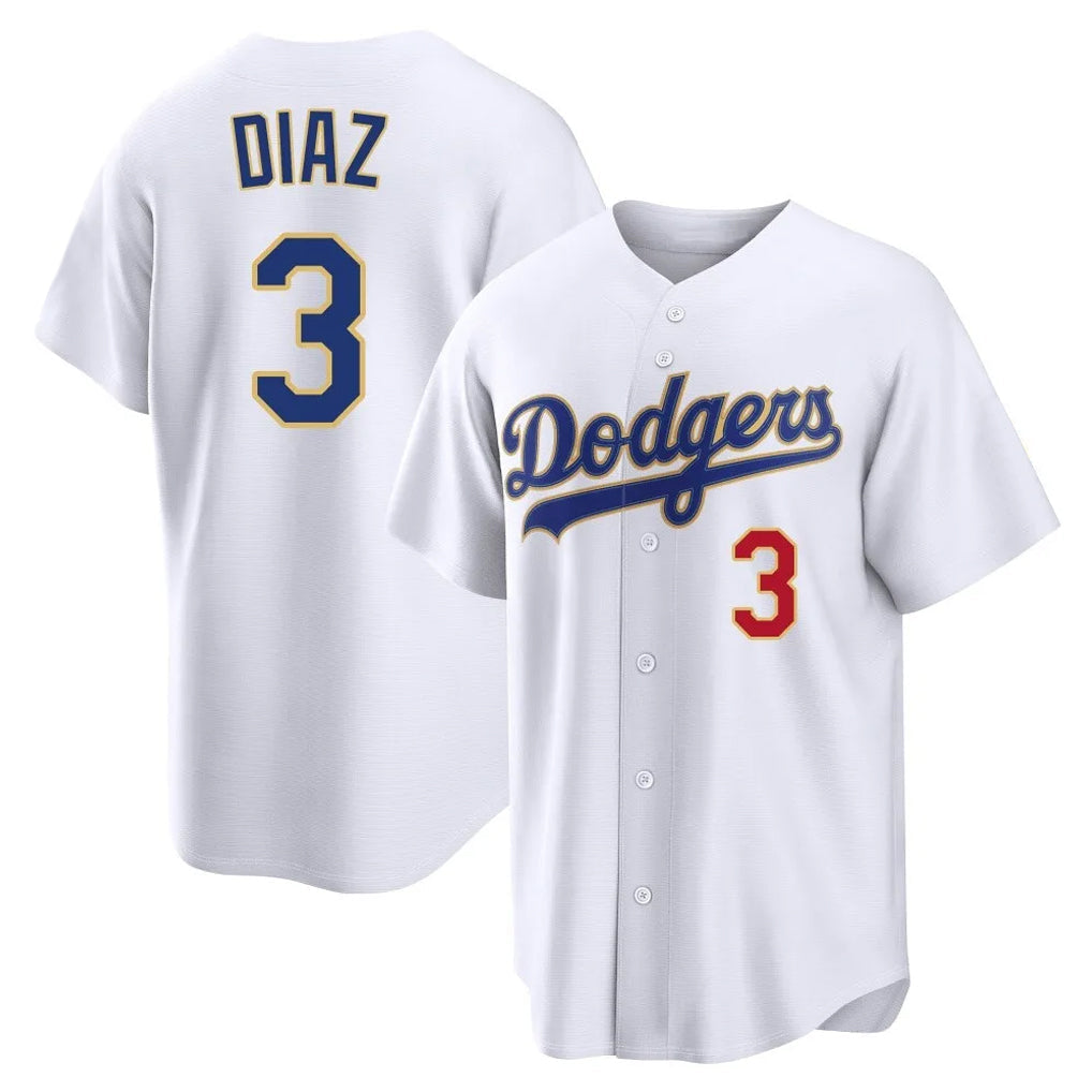 Choea LA.Dodgers #3 Edwin D¡§aaz Player Gold White 2026 Collection Stadium Limited Stitched Jerseys