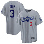 Choea LA.Dodgers #3 Edwin D¡§aaz Player Gray Game Home Stitched Jerseys