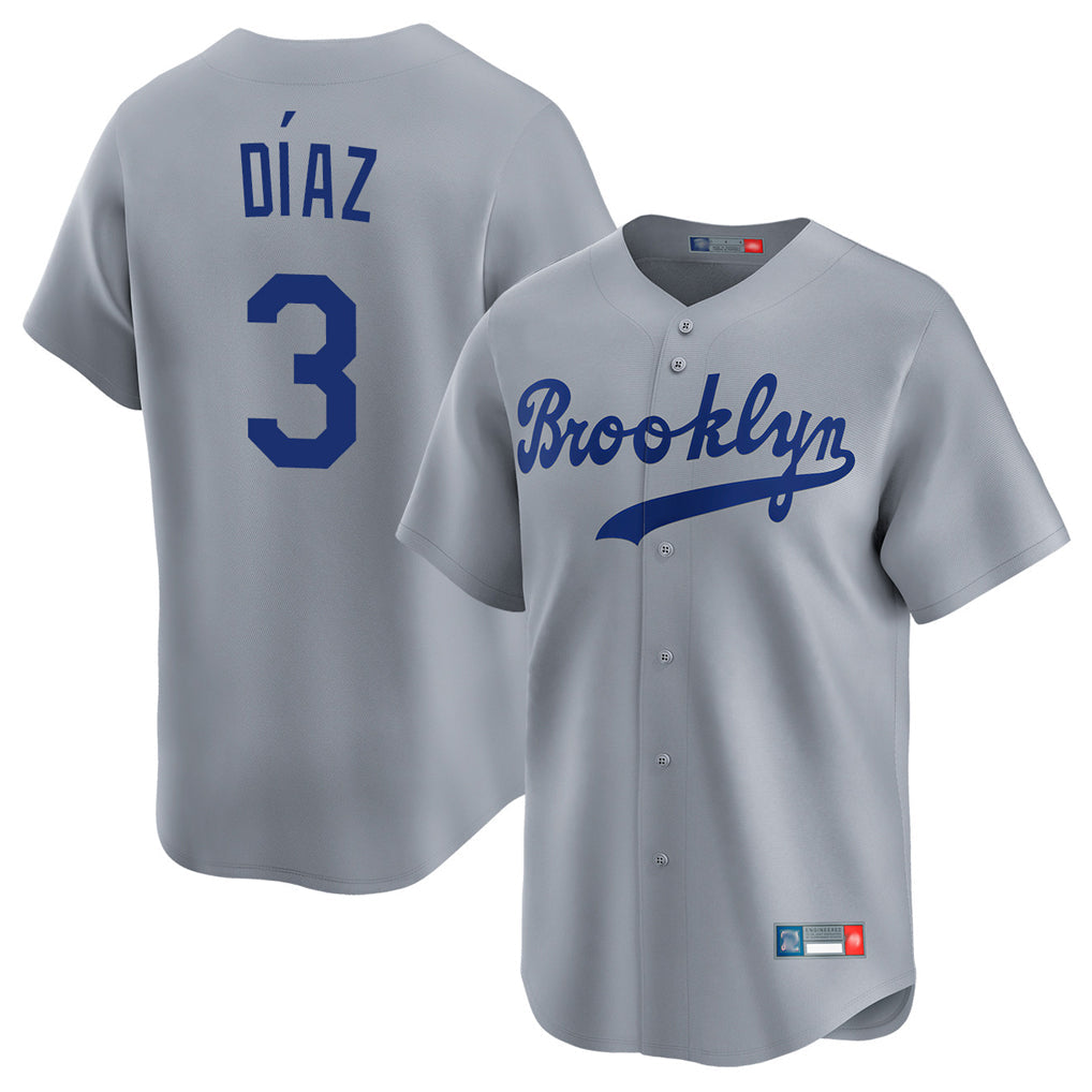 Choea LA.Dodgers #3 Edwin D¡§aaz Player Gray Game Limited Home Stitched Jerseys