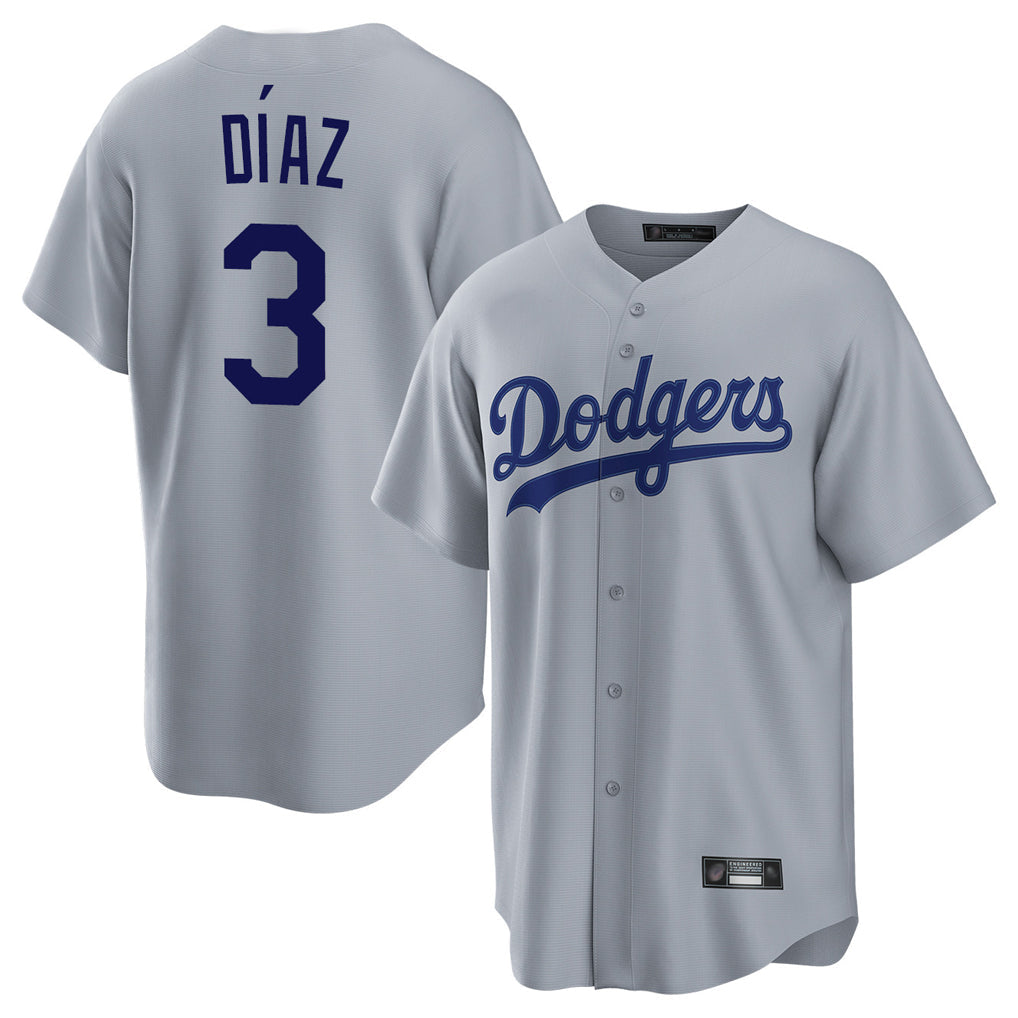 Choea LA.Dodgers #3 Edwin D¡§aaz Player Gray Game Stitched Jerseys