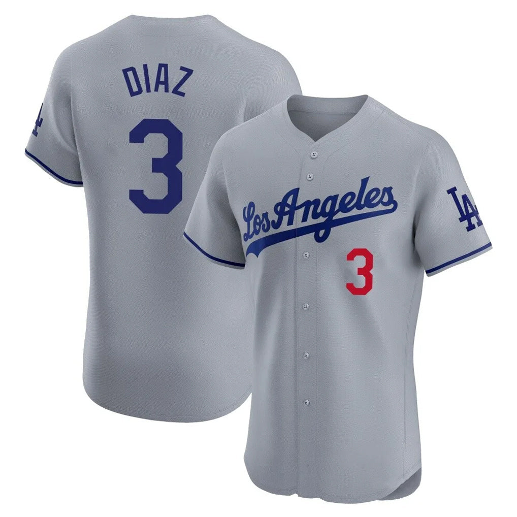 Choea LA.Dodgers #3 Edwin D¡§aaz Player Gray Limited Elite Home Stitched Jerseys