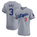Choea LA.Dodgers #3 Edwin D¡§aaz Player Gray Limited Elite Home Stitched Jerseys