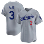 Choea LA.Dodgers #3 Edwin D¡§aaz Player Gray Limited Home Stitched Jerseys