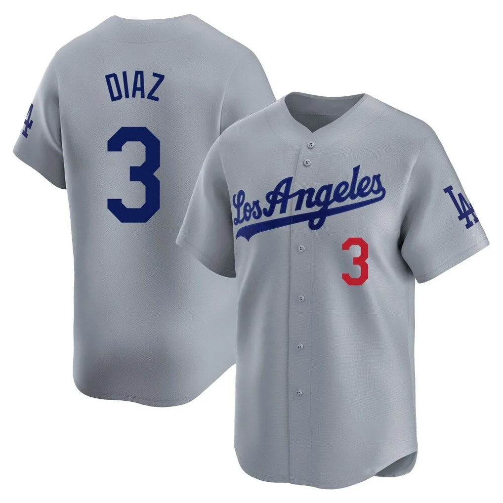 Choea LA.Dodgers #3 Edwin D¡§aaz Player Gray Limited Home Stitched Jerseys